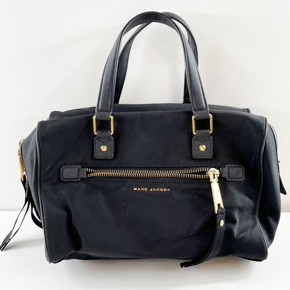 Marc Jacobs Trooper Nylon Satchel Purse Bag Black